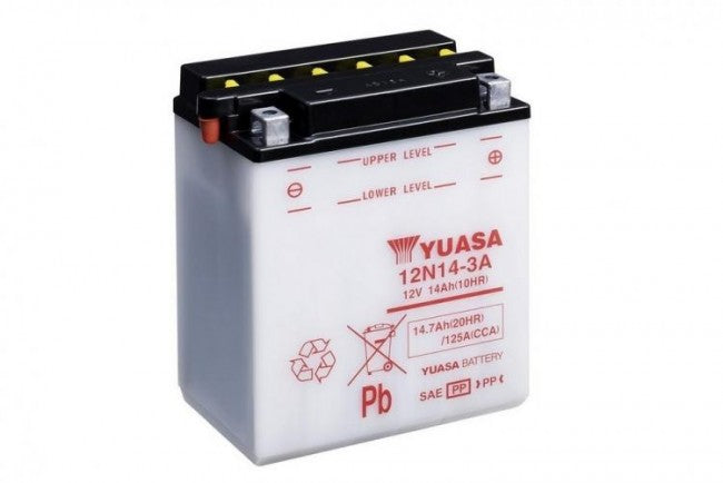 Batteria auto YUASA Moto 12N14 3A 14. CCA PIOMBO 12V 14.7Ah 125A